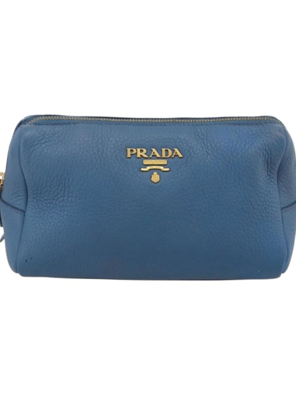PRADA Pouch Leather Blue Gold - Picture 13 of 16